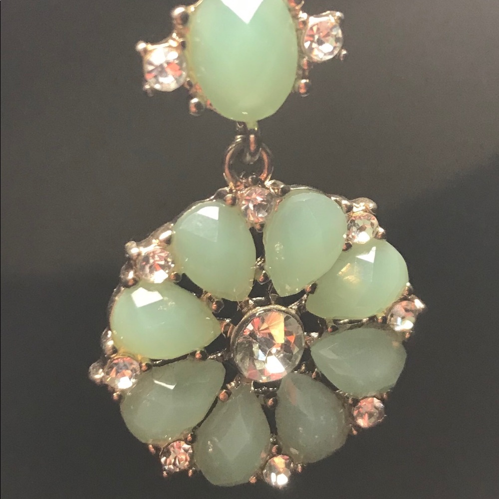 Green bling earrings; never worn